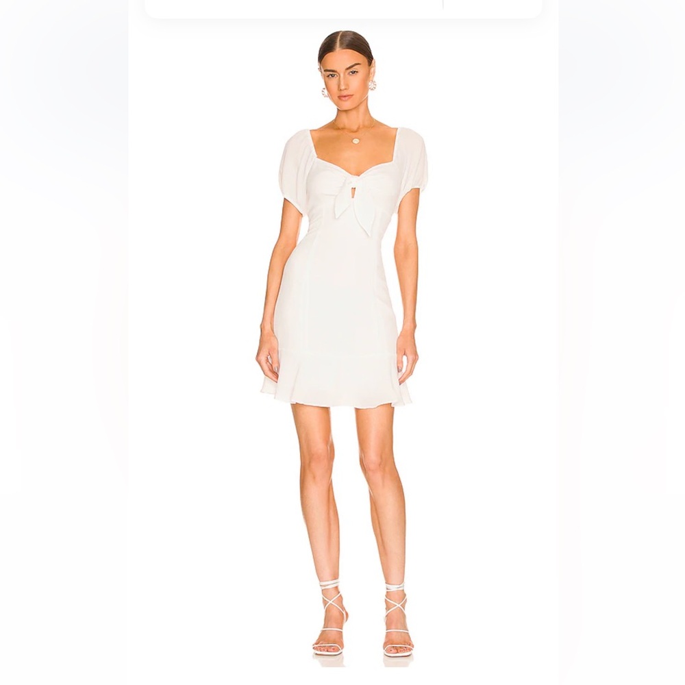 BCBG White Puff Sleeve Dress